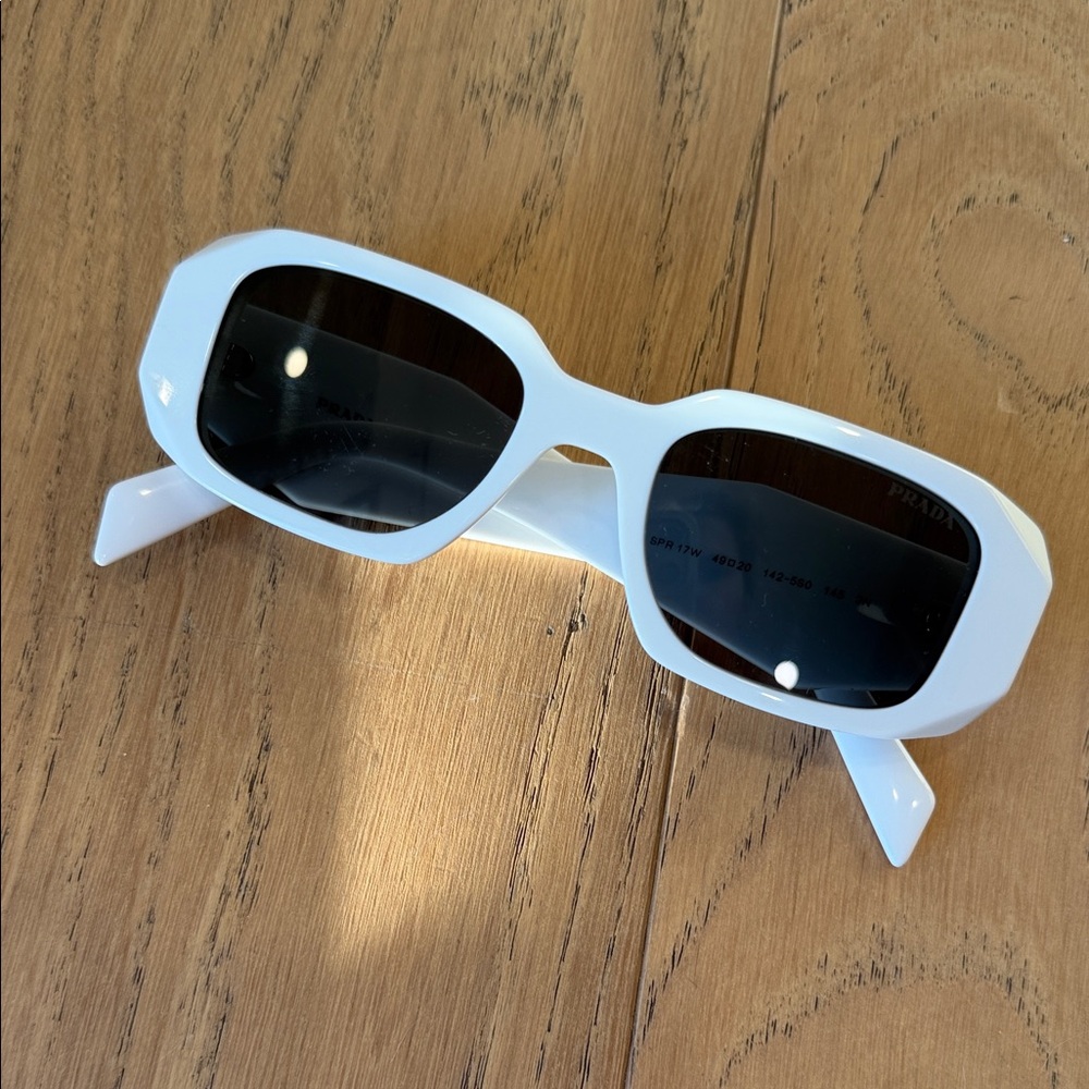 Prada White Rectangular Sunglasses - image 5